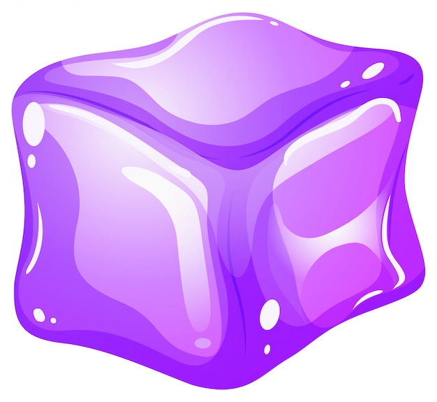 Фиолетовый кубик льда на белом