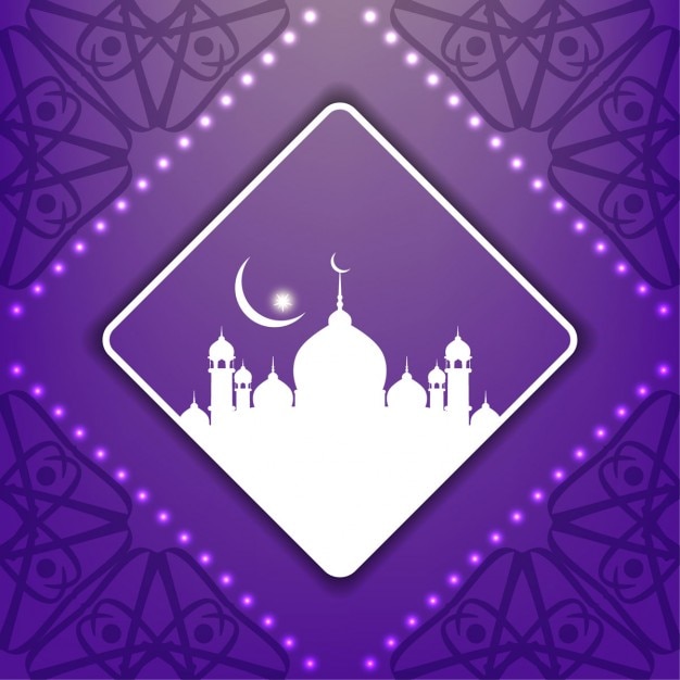 Purple islamic background with mosque