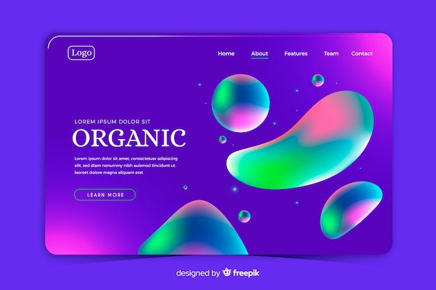 Free vector purple landing page in liquid style