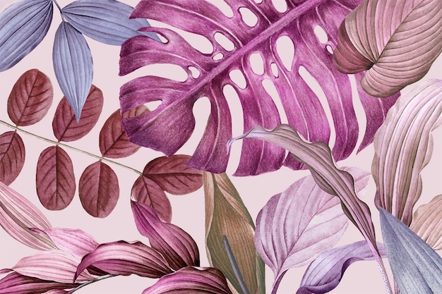 無料ベクター 紫の葉のフレームデザインベクトル