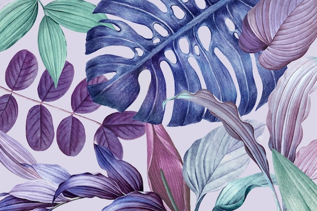 紫の葉のフレームデザインベクトル