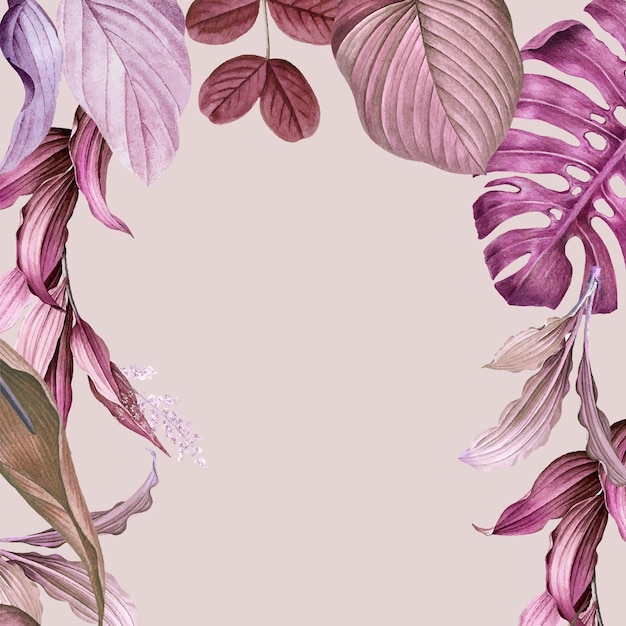 Purple leafy frame design vector