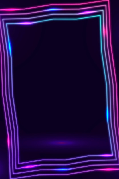 Бесплатное векторное изображение Фиолетовая неоновая рамка на темном фоне вектора