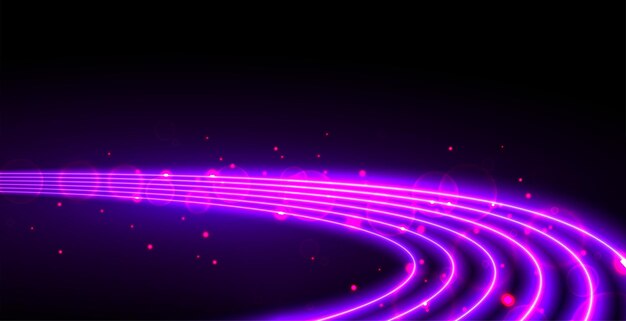 Purple neon light trails motion background