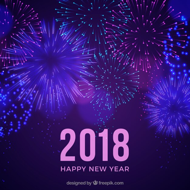 Purple new year background with fireworks