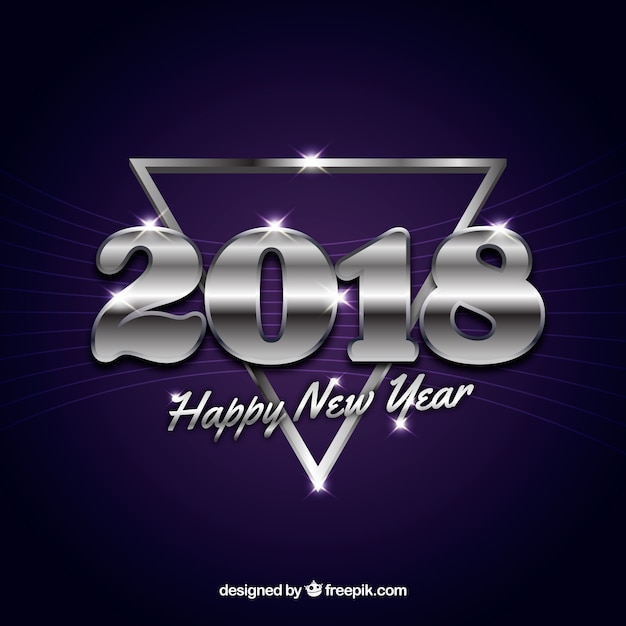 Purple new year background with a silver triangle