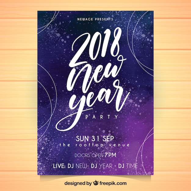 Purple new year flyer template