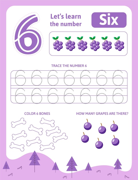 Purple number six worksheet