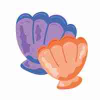 Free vector purple and orange shells sealife