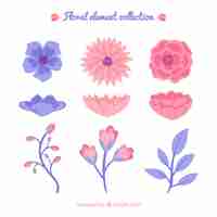 Free vector purple and pink floral elements collection
