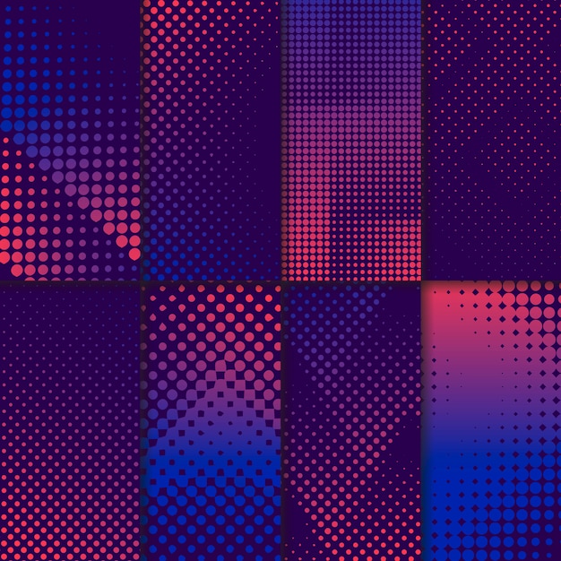 Purple and pink halftone background set