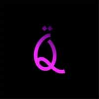 Free vector purple and pink letter q with a crown on the top.