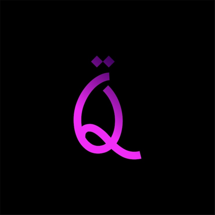 無料Vector 紫とピンクの文字「q」の上部に王冠が付いています。