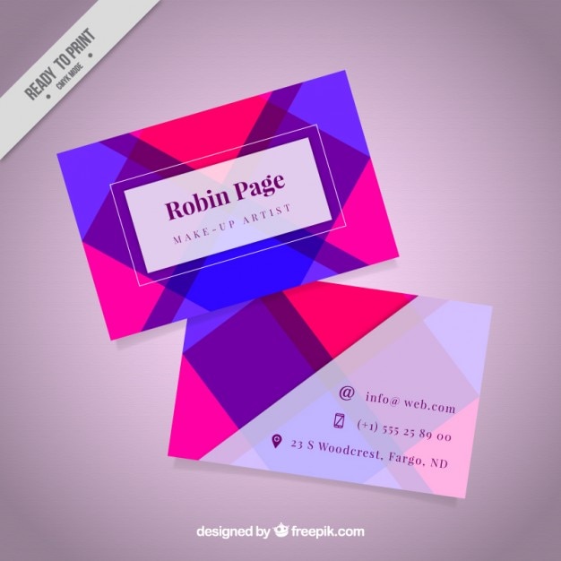 Purple and pink polygonal business card