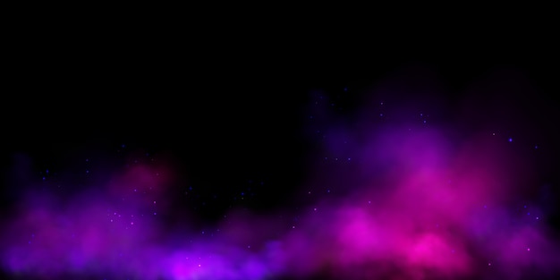 暗闇の中で紫とピンクの煙