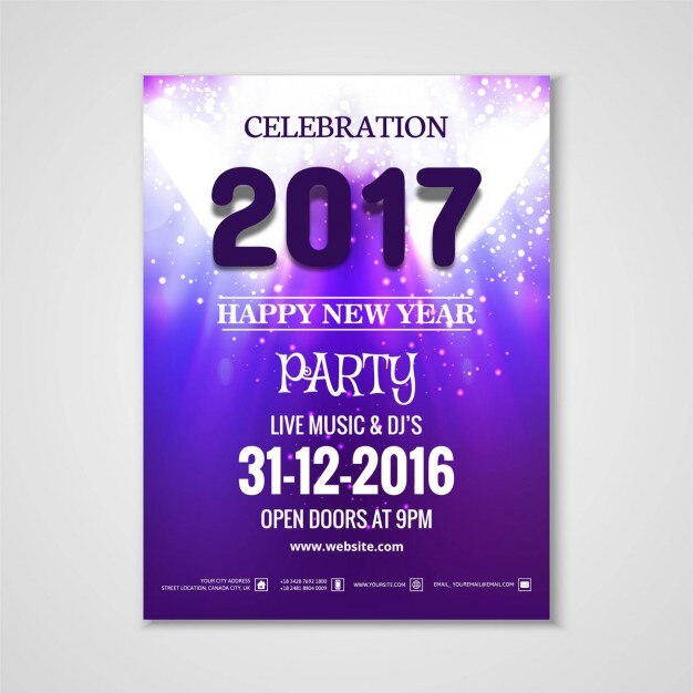 Free Vector purple poster for new year's party