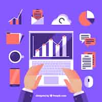 Free vector purple project management concept in flat style