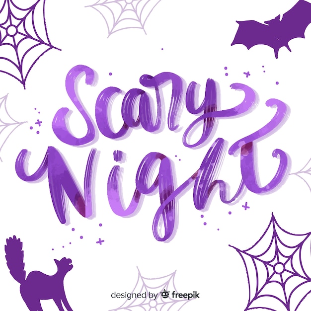 Purple scary night lettering with ornaments