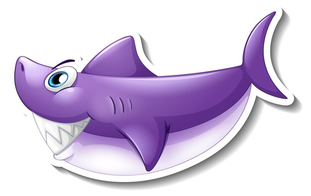 紫のサメの漫画のステッカー