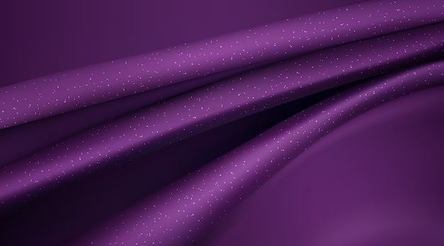 Purple silky fabric abstract background 3d illustration realistic swirled textile