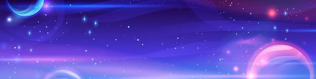 Бесплатное векторное изображение Фиолетовое небо галактика космический ночной векторный фон розовый абстрактный космический баннер с планетой и текстурой звездного света внешний дизайн заголовок веб-сайта метавселенной мультфильма с современной блестящей градиентной графикой
