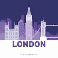 Vettore gratuito skyline viola di londra