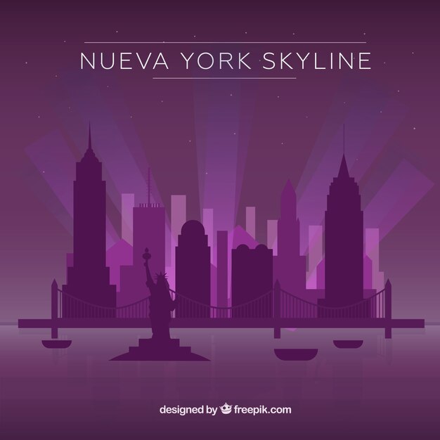 Purple skyline of new york