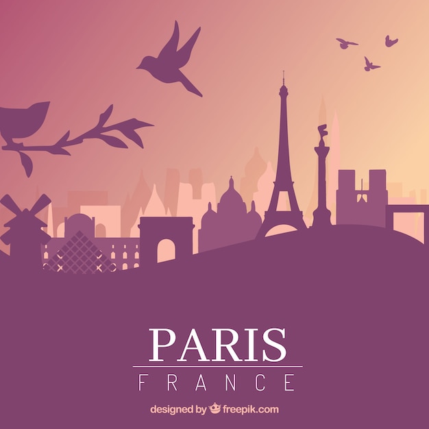 Бесплатное векторное изображение Фиолетовый горизонт дизайна парижа