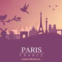 Free vector purple skyline of paris design