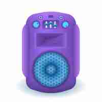 Free vector purple speaker for listening to music 3d illustration. tool or equipment for acoustic system or music studio in 3d style on white background. technology, entertainment, leisure, music concept