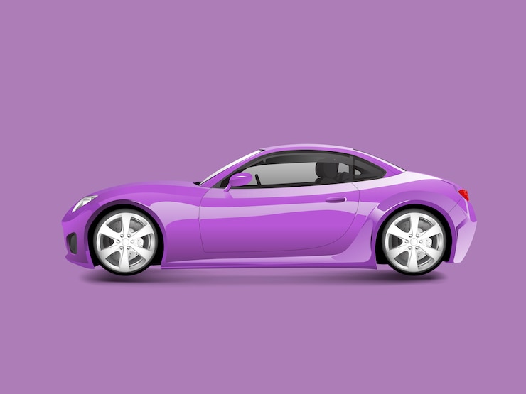 Free Vector purple sports car in a purple background vector