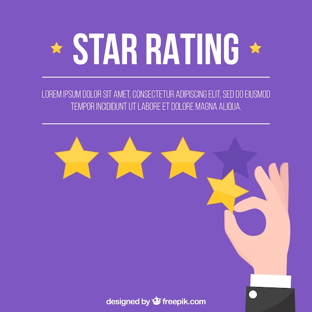 Purple star rating with hand