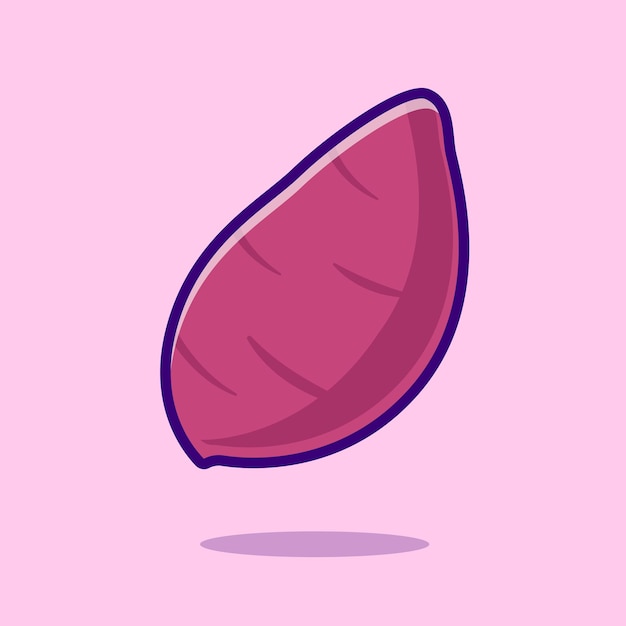 Purple Sweet Potato Cartoon Vector Icon Illustration Food Nature Icon Concept Isolated Premium Flat