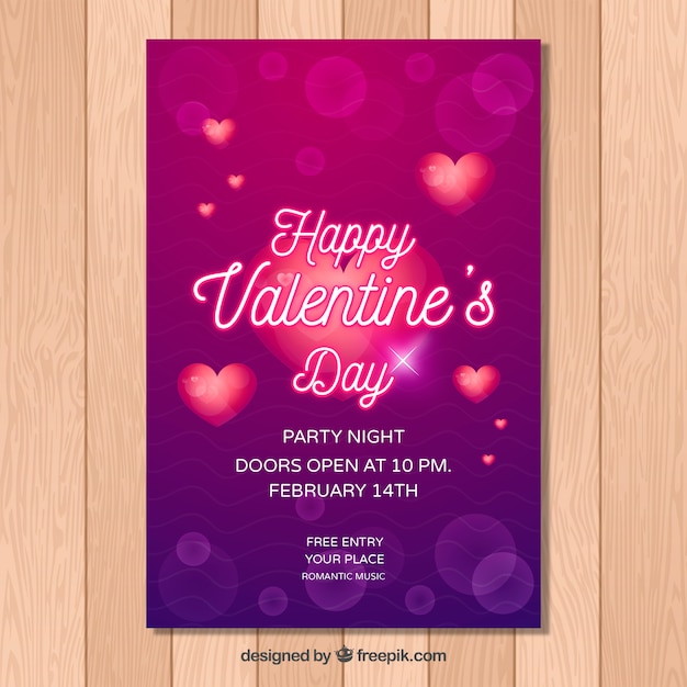 Purple valentine flyer template