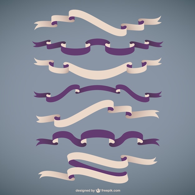 Purple and Violet Ribbons Collection: High-Quality Vector Templates for Retro Banner Designs