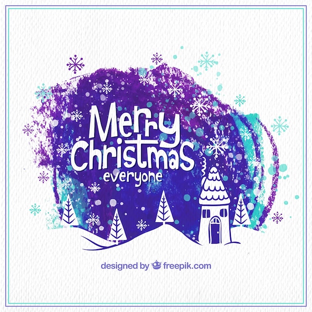 Purple watercolor christmas background