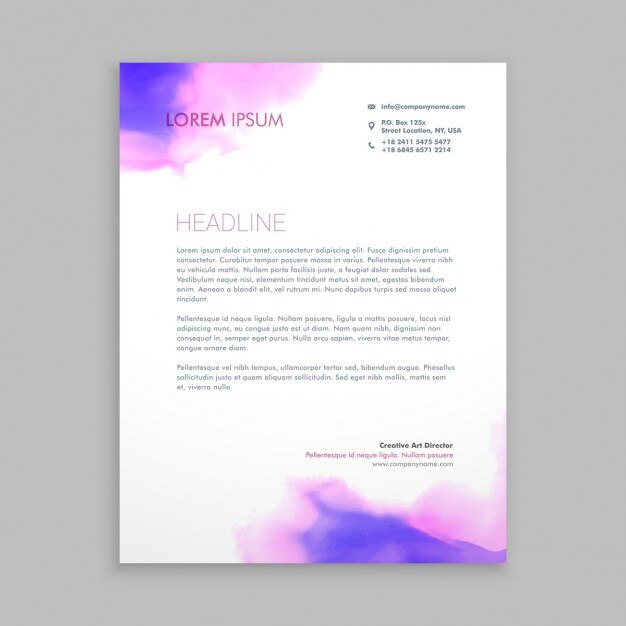 Free vector purple watercolor corporative letterhead