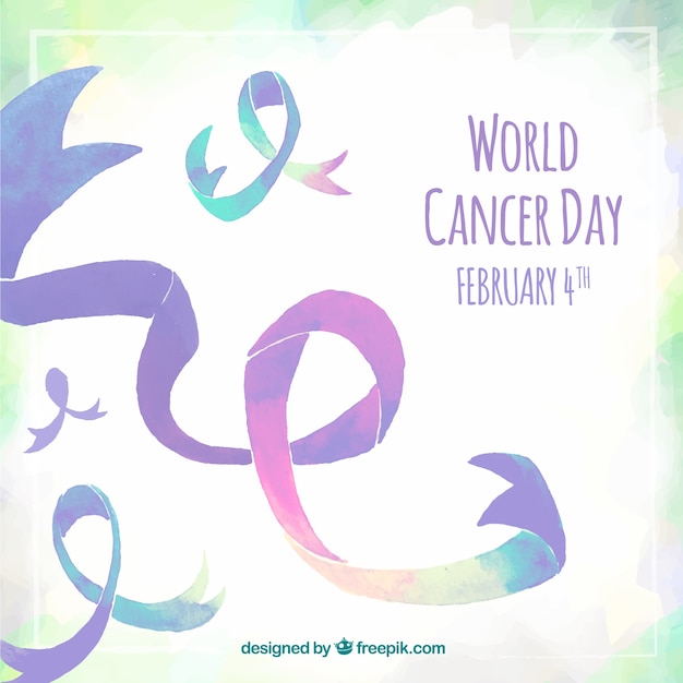 Free vector purple watercolor design for world cancer day