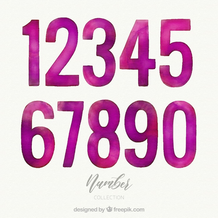 Free Vector purple watercolor number collection