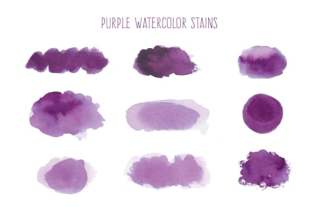 Free vector purple watercolor stain collection