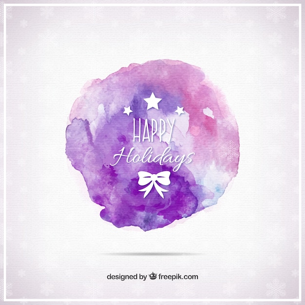 Free vector purple watercolor stain with holidays greetings