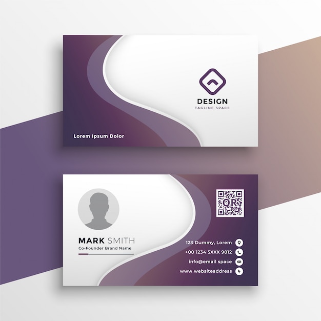 Purple wavy business card design template