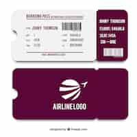 Free vector purple and white boarding pass template