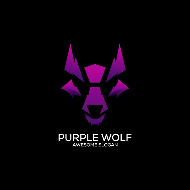 Purple wolf logo design gradient colorful