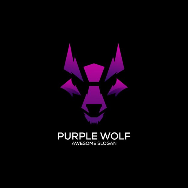 Фиолетовый волк дизайн логотипа градиент красочный
