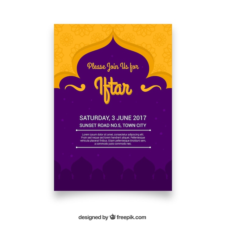 Free Vector purple and yellow iftar