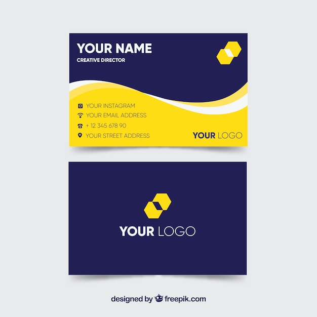 Purple and yellow wavy business card