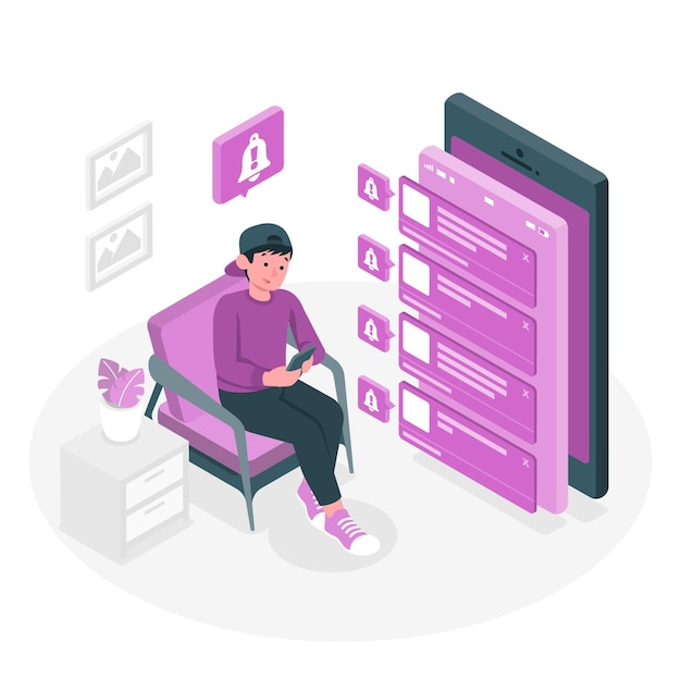 Free vector push notifications concept illustration