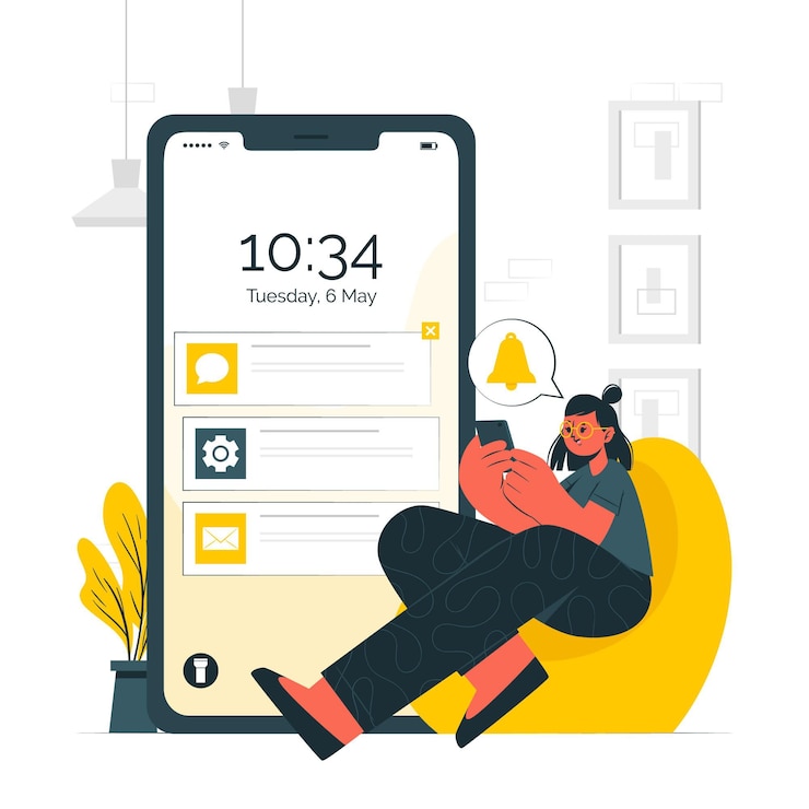 Free Vector push notifications concept illustration