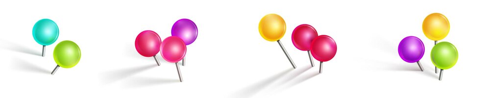 Бесплатное векторное изображение Кнопки группы красочные канцелярские кнопки
